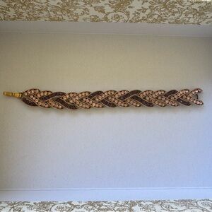 Vintage Crown Trifari Gold tone Pink Purple Rhinestone Bracelet 7” Signed